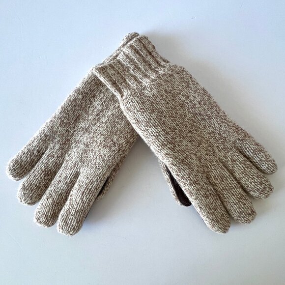 Men's L.L. Bean Gloves, Prima Loft, Wool Knit XL, Brown Leather Palms, Like New! - Picture 1 of 11